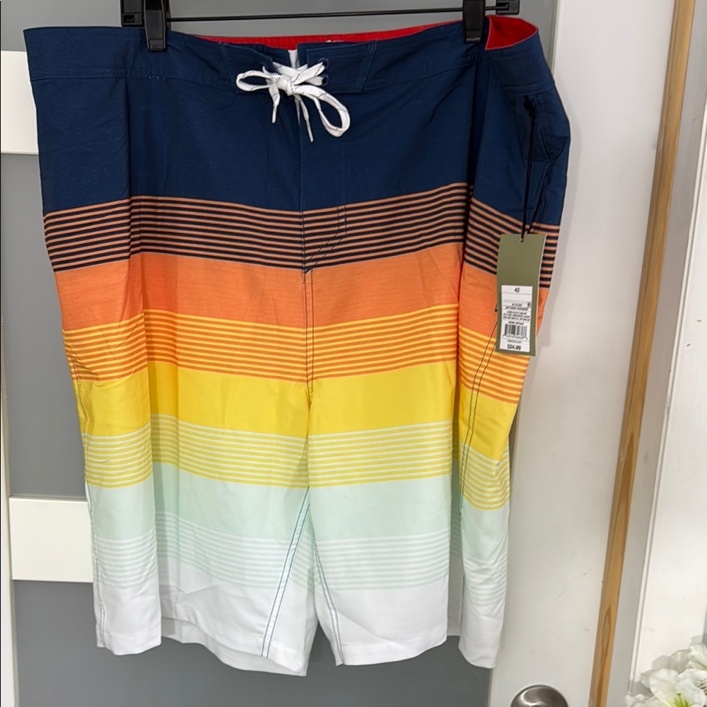 Goodiellow Men's Multicolor Striped Swim Shorts
